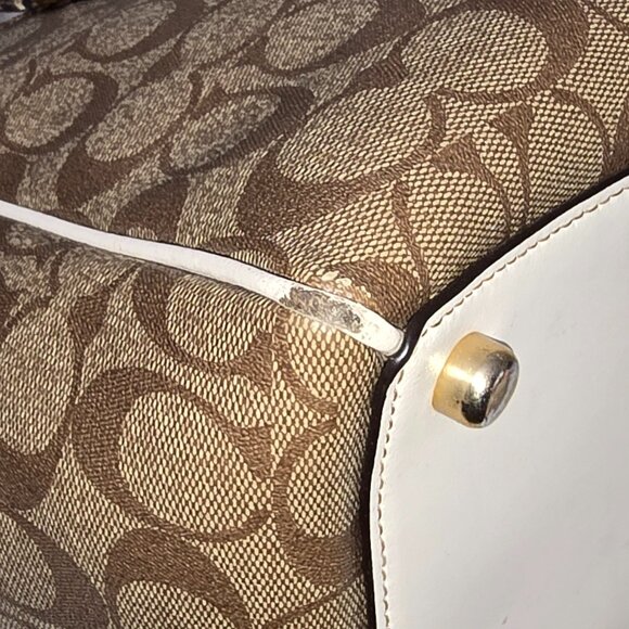 Coach F44956 Surrey Exotic Snake Trim Khaki Signature Carryall Shoulder Satchel - Picture 14 of 16